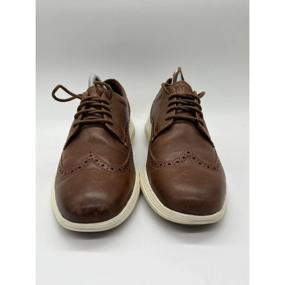 Cole Haan Grand.OS Shoes Mens Size 10 Brown Leather Wingtip Brogue Oxford C29414